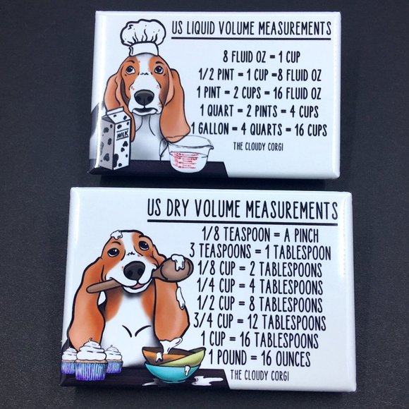 Basset Hound Dog Kitchen Measuring Magnet Set Gift - Picture 1 of 5